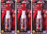 Halloween - 3x Vloeibaar nep bloed spray 59 ml - Vloeibaar nepbloed voor Halloween/theater gebruik
