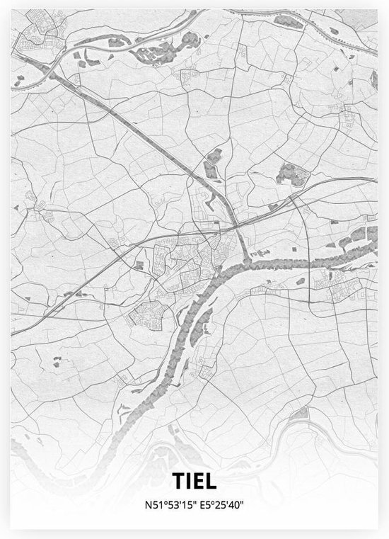 Tiel plattegrond - A2 poster - Tekening stijl