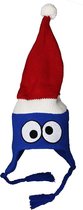 Sesamstraat Cookie Monster Winter Kerst Laplander Beanie Muts Blauw / Wit / Rood