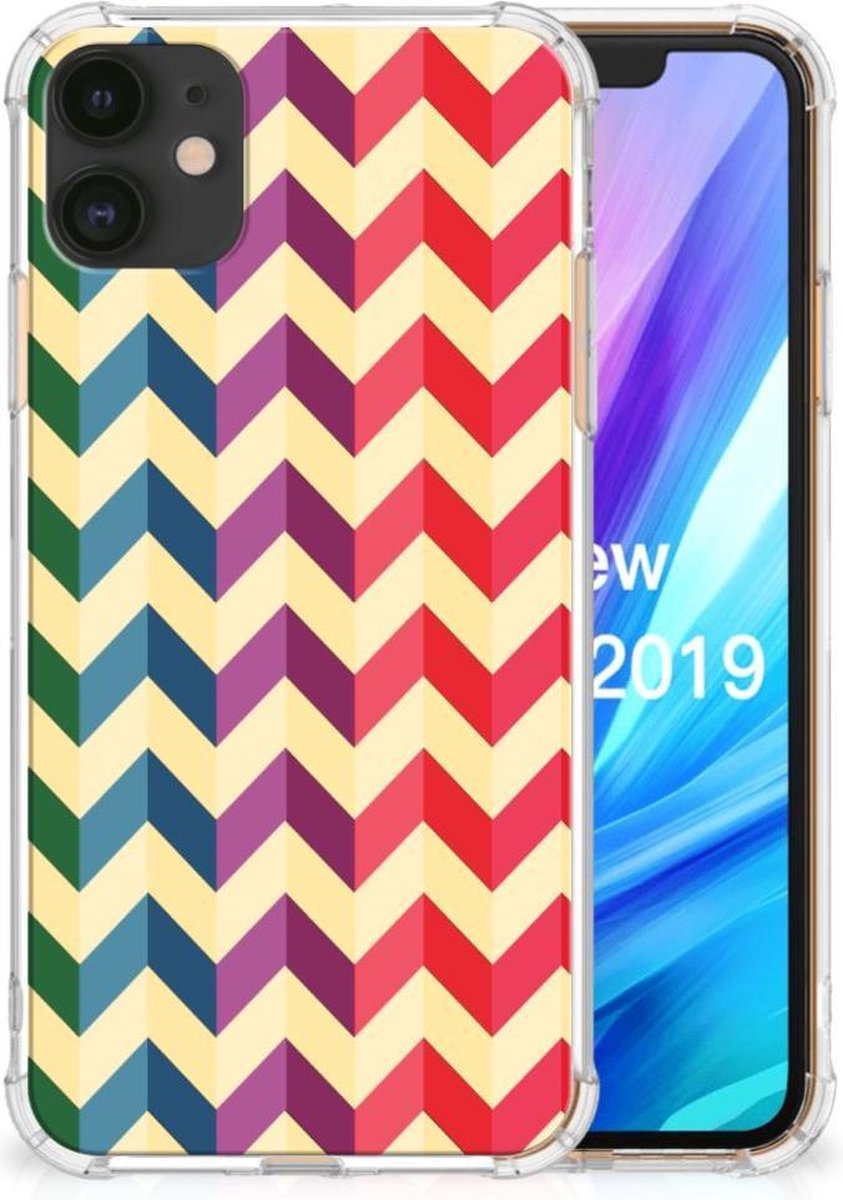 Apple iPhone 11 Doorzichtige Silicone Hoesje Zigzag Multi Color