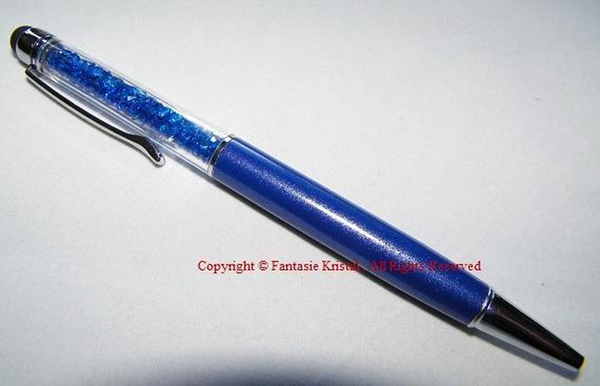 Pen met steentjes blauw stylus