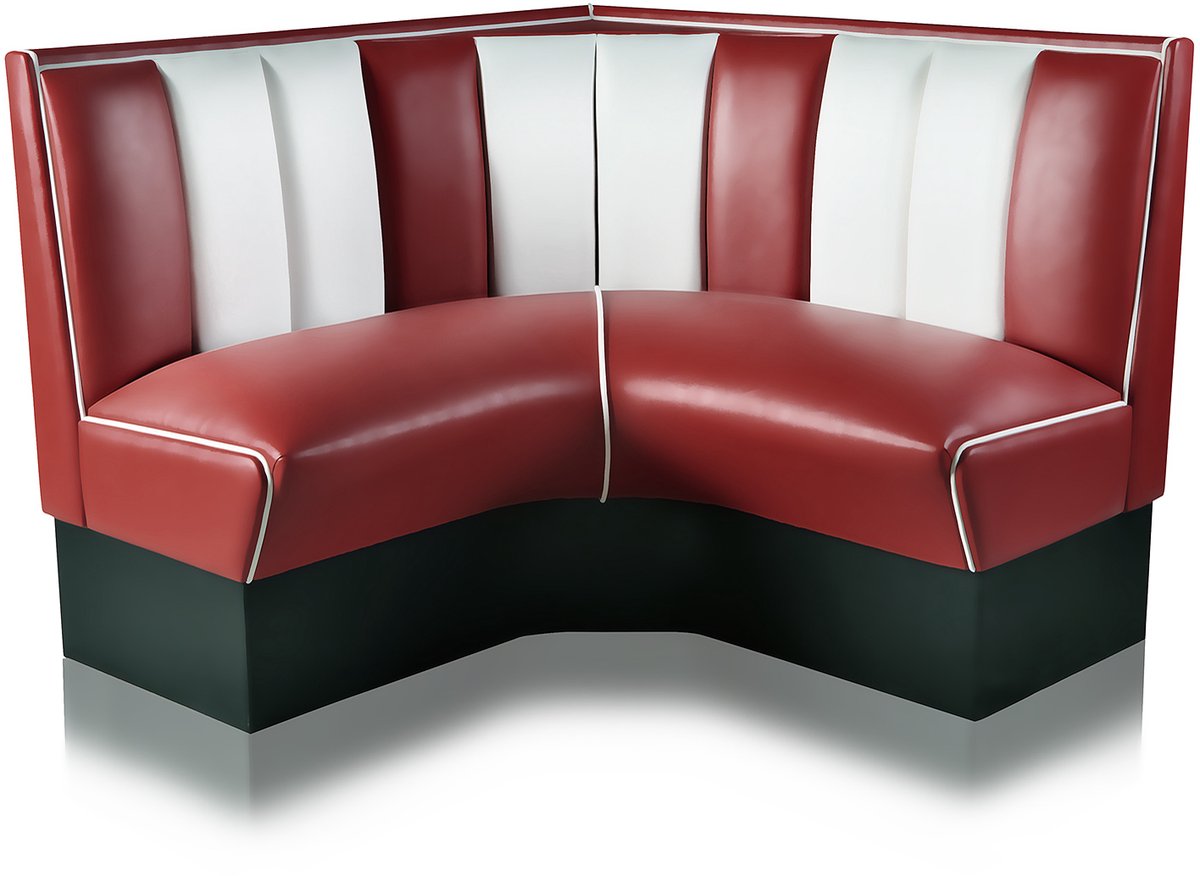 Bel Air Dinerbank Quarter Circle Booth HW-120-120 Ruby