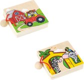 Viga Toys houten boekje boerderij/dierentuin 50386