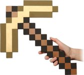 Minecraft Pixel Foam - Gouden Pickaxe Geel / Goudkleur 46cm