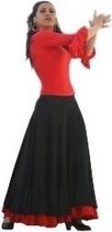 Spaanse Flamenco Rok - Zwart Rode Rand - Maat M - Volwassenen - Verkleed Rok