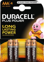 Duracell Plus Power AAA Alkaline Batterijen 4 Stuks