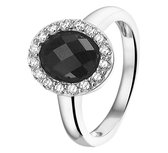 The Jewelry Collection Ring Onyx En Zirkonia - Zilver