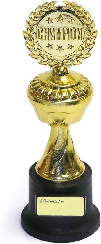 vergaan Fondsen Oneffenheden Bellatio Decorations - Trofee beker kampioen 13 cm van plastic - Goud  kleurig | bol.com