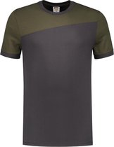 Tricorp T-shirt Bicolor Naden 102006 Donkergrijs / Army  - Maat 5XL