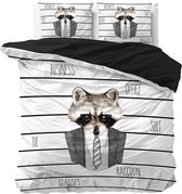 Dreamhouse Business Racoon - Dekbedovertrekset - Tweepersoons - 200x200/220 + 2 kussenslopen 60x70 - Wit