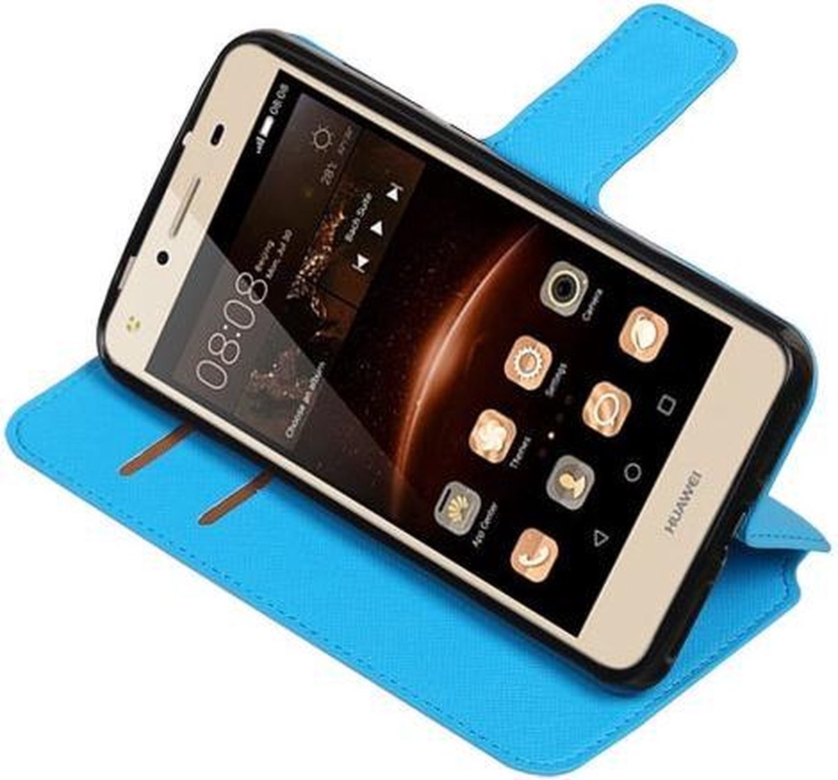 Blauw Huawei Y6 II Compact TPU wallet case booktype hoesje HM Book