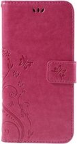 Book Case Cover Bloemen iPhone 6 / 6s - Roze