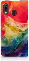 Geschikt voor Samsung Galaxy A30 Bookcase Watercolor Dark