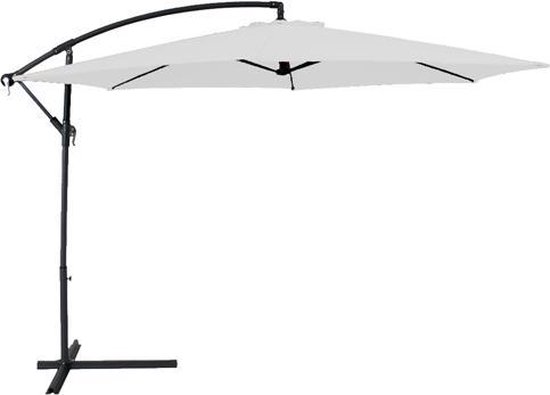 Parasol Eccentrico Da Esterno - Diametro 300 Cm - Altezza Max 3 M - Colore Bianco - Struttura In Alluminio Con Manovella