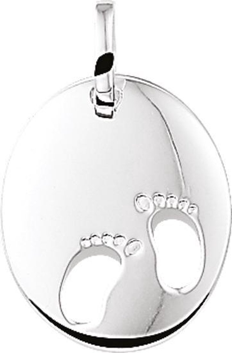 The Jewelry Collection Graveerhanger Gestanste Voeten - Zilver
