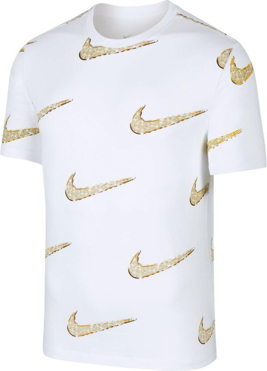 boom aflevering Avondeten Nike Sportswear Bling Multi Swoosh Sportshirt - Maat L - Mannen - wit/goud/zilver  | bol.com