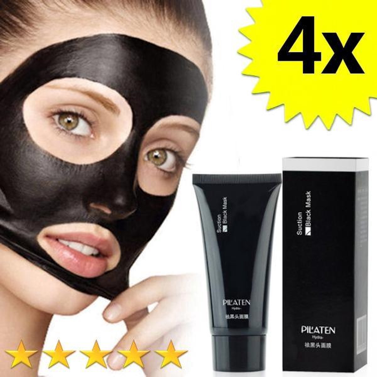 4 x Blackhead Masker Deluxe | Pilaten | Mee eters verwijderen dankzij het  Zwarte masker | bol.com