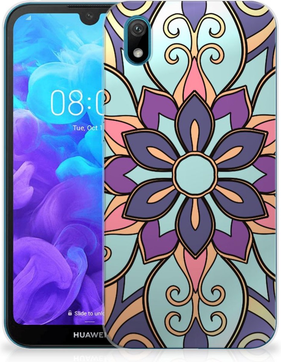 Back Cover voor Huawei Y5 (2019) TPU Case Purple Flower