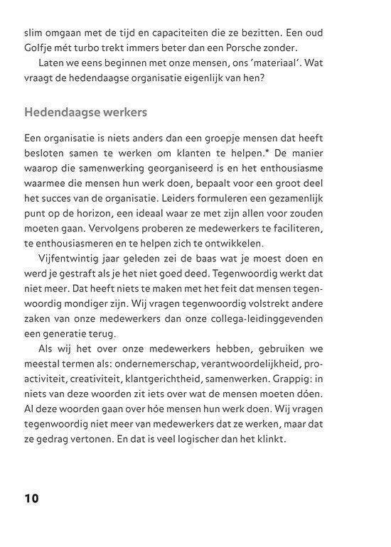 Pagina met tekst over hedendaagse werkers, ondernemerschap en klantgerichtheid.