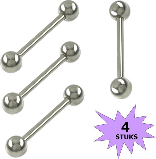 Barbell Piercing 20mm Zilver bol