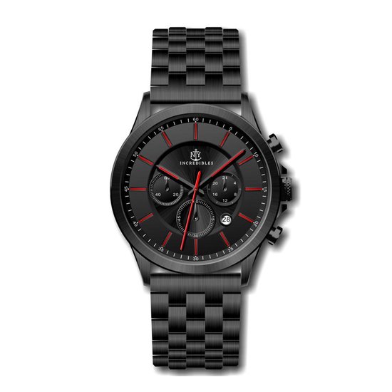 Horloge Richmond - Chronograaf - Staal - Ø 42 mm - Heren - Zwart - Rood |  bol.com