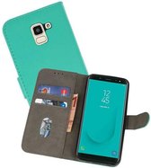 Samsung Galaxy J6 2018 Hoesje Kaarthouder Book Case Telefoonhoesje Groen