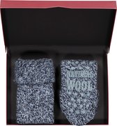 Homepads sokken wol - blauw (in cadeauverpakking) -  Maat: 35-38