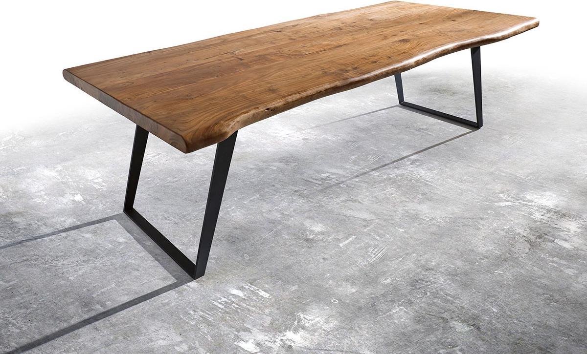 Eettafel Edge acacia natuur 260x100 XL metaal schuin Live-Edge