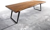 Massief houten tafel Live-Edge acacia natuur 260x100 top 5,5cm frame diagonaal boom tafel