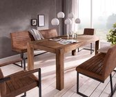 Eettafel Indra acacia bruin 200x100 massief houten poten doorboord eettafel