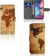 Flip Cover Geschikt voor Samsung Galaxy A20e Wereldkaart