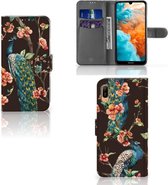 Huawei Y6 (2019) Telefoonhoesje met Pasjes Pauw met Bloemen