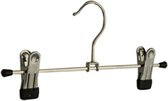 De Kledinghanger Gigant - 100 x Rok / broekhanger metaal verchroomd met anti-slip (zwart) knijpers, 25 cm