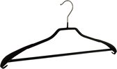 De Kledinghanger Gigant - 25 x Mantel / kostuumhanger metaal met broeklat, schouderverbreding en zwarte anti-slip coating, 46 cm