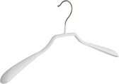 De Kledinghanger Gigant - 15 x Mantel / kostuumhanger metaal met schouderverbreding en witte anti-slip coating, 40 cm