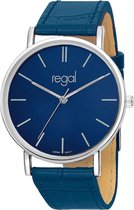 Regal Slimline R16280-13 -  Horloge - Leer - Blauw - 39 mm