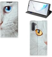 Geschikt voor Samsung Galaxy Note 10 Hoesje maken Witte Kat