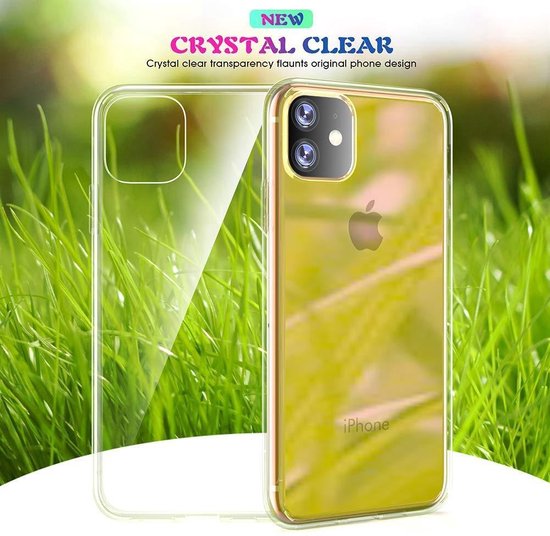 Étui iPhone 11 Pro Max Étui souple en silicone TPU transparent + Protecteur d'écran en verre trempé 2X