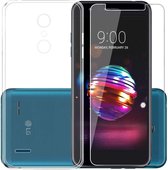 LG K11 2018 Hoesje Transparant  TPU Siliconen Soft Case + 2X Tempered Glass Screenprotector