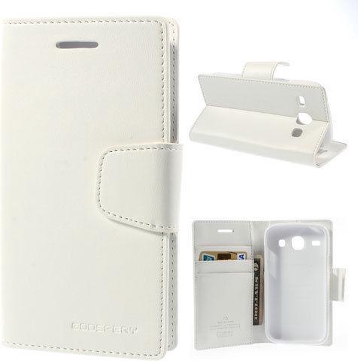 Goospery Sonata Leather hoesje Samsung Galaxy Ace 4 G357 wit