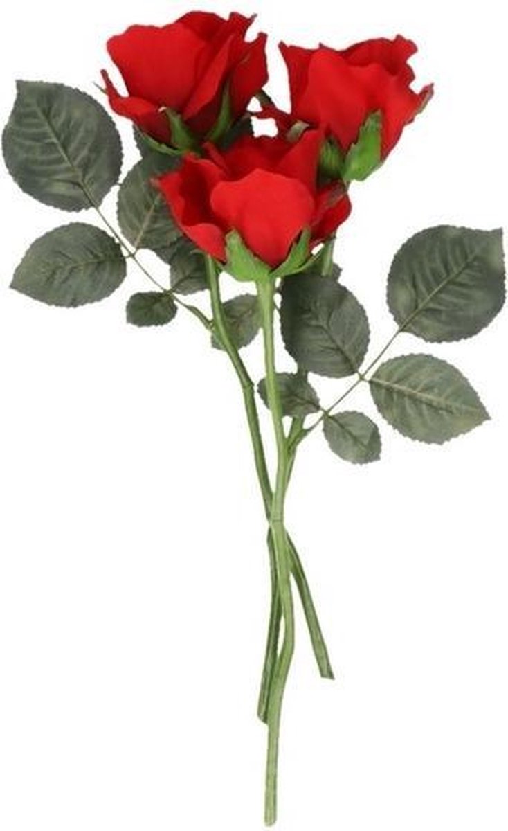 Fleur artificielle rose rouge 30 cm 3 pcs | bol.com