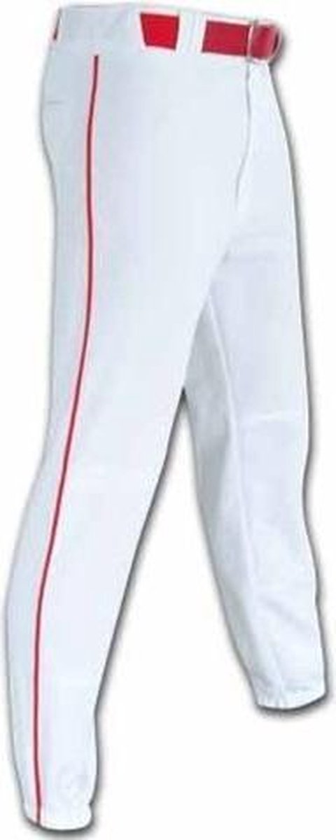 TAG White w/ Red Piping Youth NYLON Baseball Pants - White/Red - Youth XL