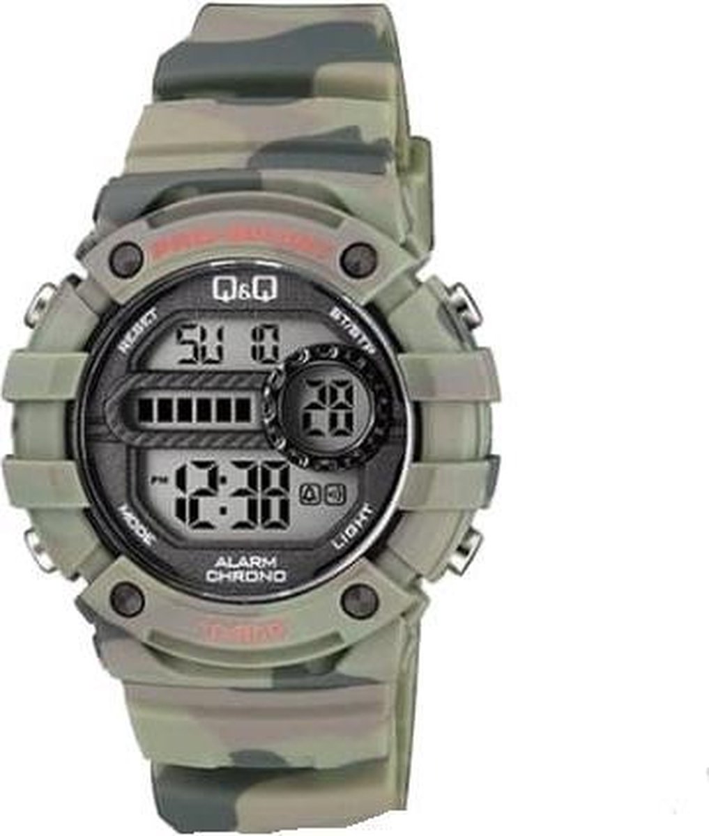 QQ M154J008 digitaal horloge 40 mm 100 meter leger groen