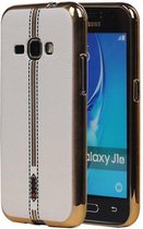 M-Cases Leder Look TPU Hoesje voor Galaxy J1 2016 Wit