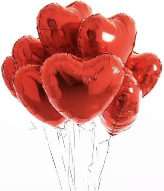 Ballon hart rood 45 cm (5 stuks) Valentijn folieballon - helium - hartjesballon