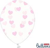 Partydeco - Ballonnen clear hartjes roze 50 stuks