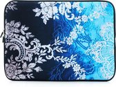 Laptop sleeve tot 15.4 inch met barok print – Blauw/Wit/Zwart