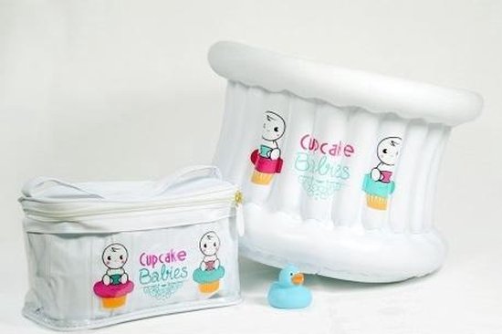 Cupcake Babies Babybadje, Wit Badje/Blauw Eendje