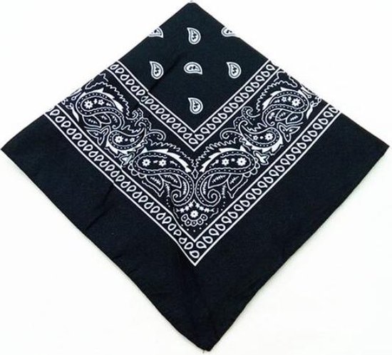Bandana - Katoenen hoofdband - Sport accessoire - Paisley print - Zwart