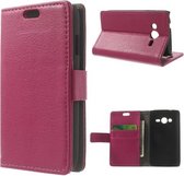 Litchi wallet hoesje Samsung Galaxy Ace 4 G357FZ roze